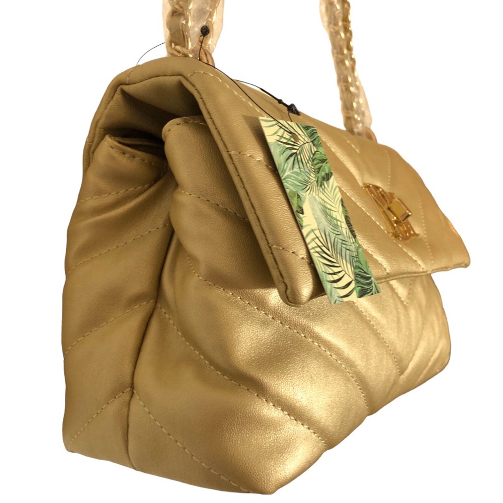 New Badgley Mischka Metallic Quilted Crossbody w Letter Lock Multi-winner HP! - Picture 4 of 16